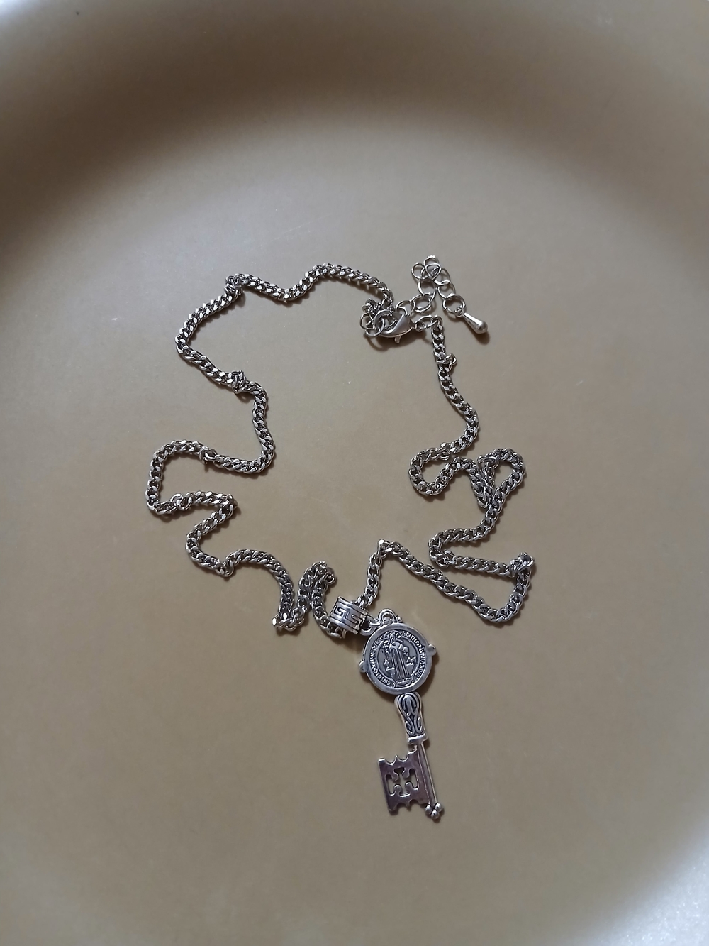 Sterling Silver Key St. Benedict Pendant Necklace - Silver